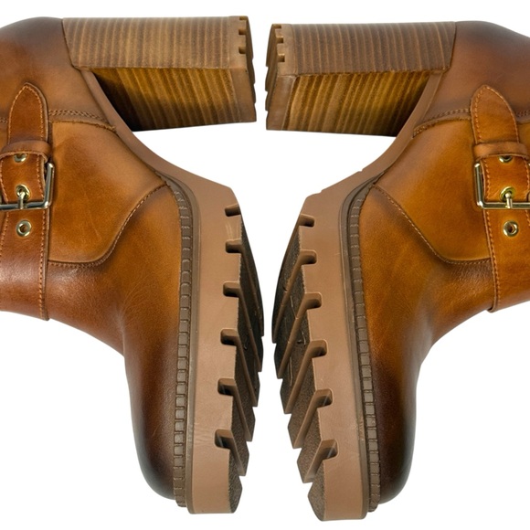 PIKOLINOS Cuero Lug Sole Block Heel Leather Boots Size 40 - Picture 9 of 14